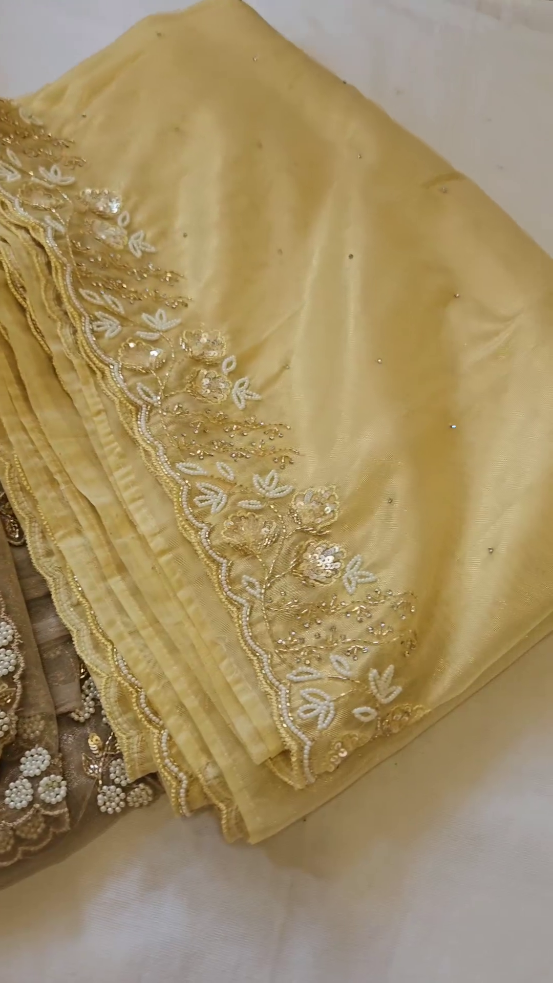 Lemon Yellow Organza Saree with Golden Gota Border | Ready-to-Wear Optional