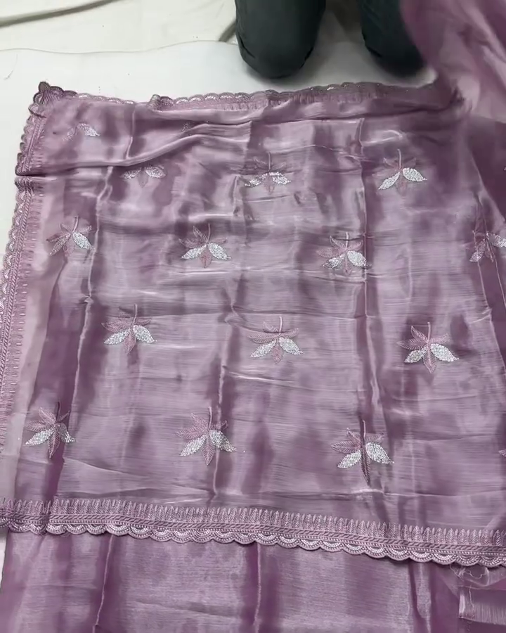 Jimmy Lavender - Most Beautiful Saree in Jimmy Choo Silk Fabric with Sequence Embroidery Work Saree