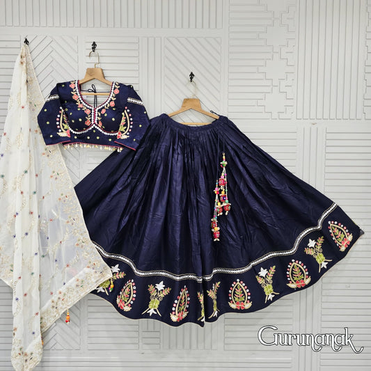 Tussar Silk Patola Printed Lehenga Choli.