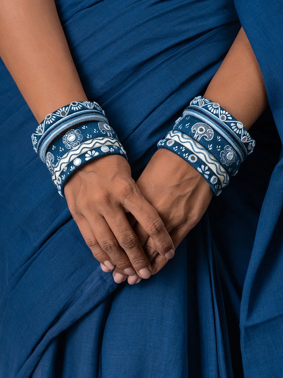 Grace traditional kantha work handmade denim bangles