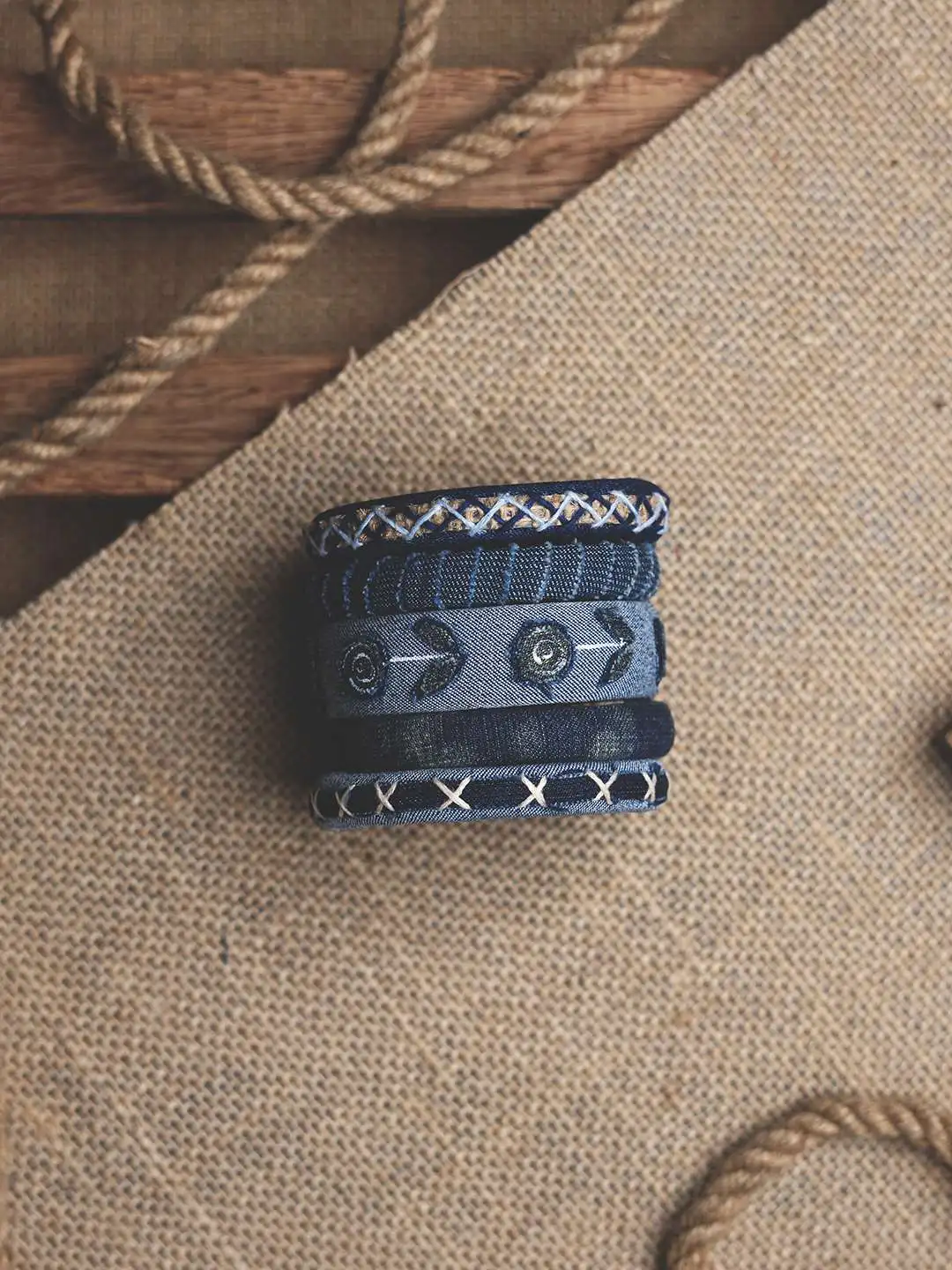 Grace traditional kantha work handmade denim bangles