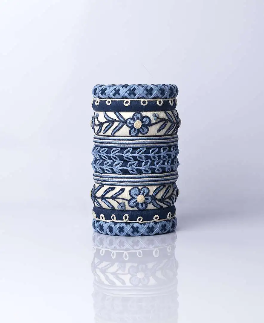 Grace traditional kantha work handmade denim bangles